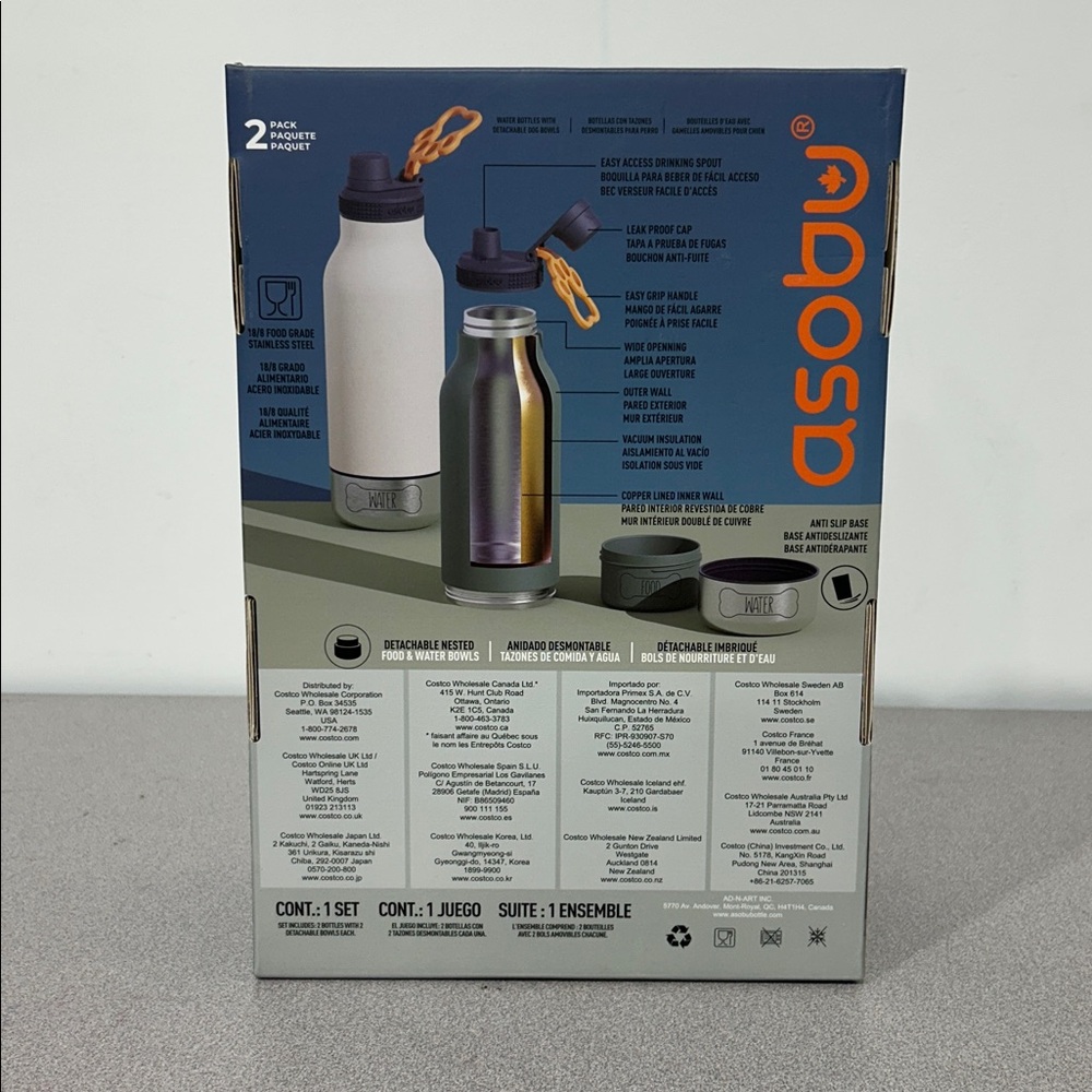 Asobu Buddy Bottle Set of 2 Vacuum Insulated Water Bottle Puppy Dog Set - Picture 2 of 4